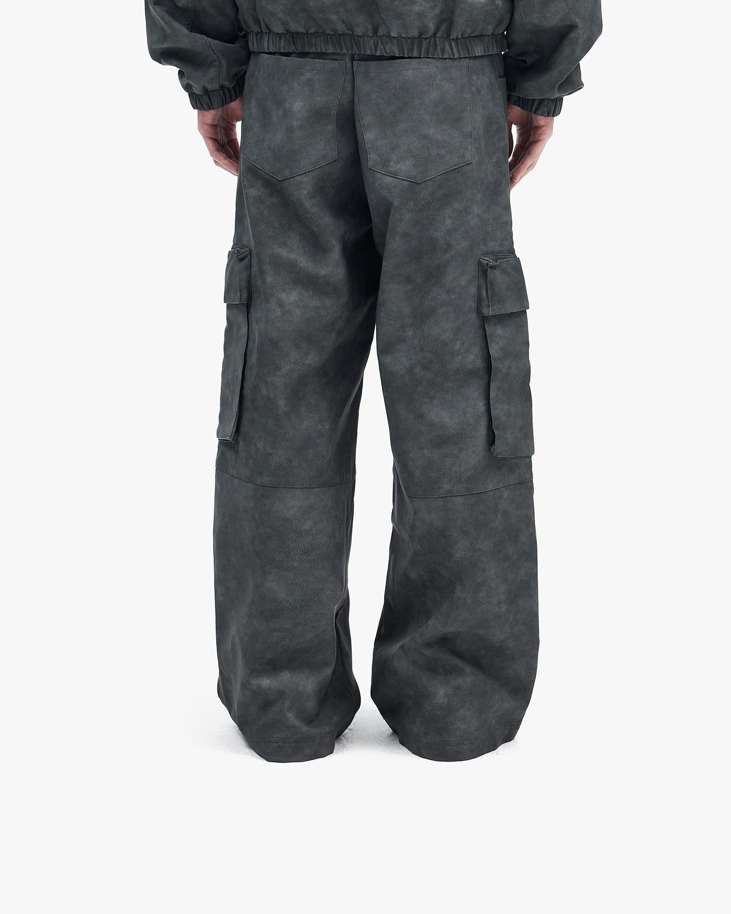 SCRIPT LOGO LEATHER PANTS GREY