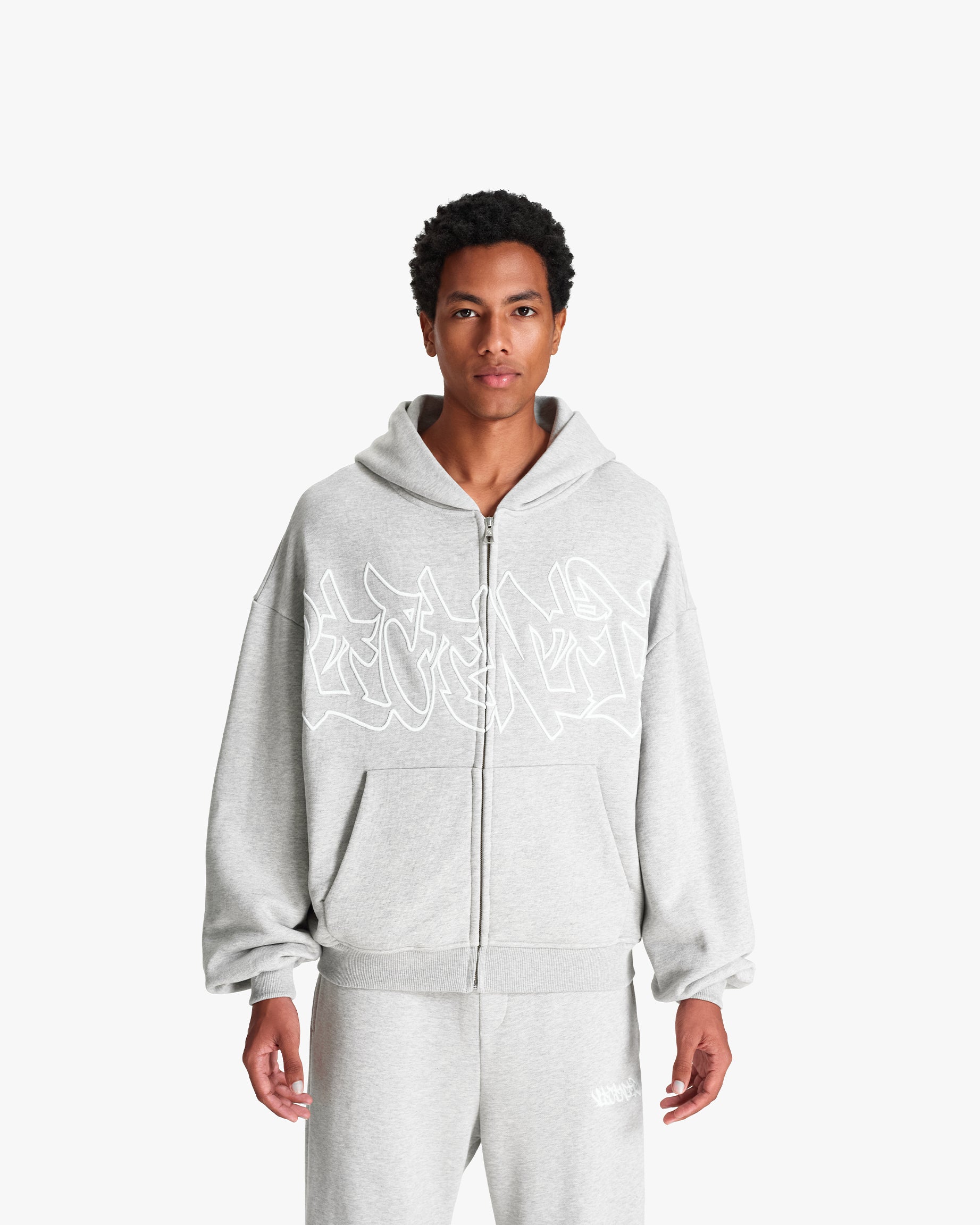 GRAFFITI ZIP-HOODIE GREY MELANGE