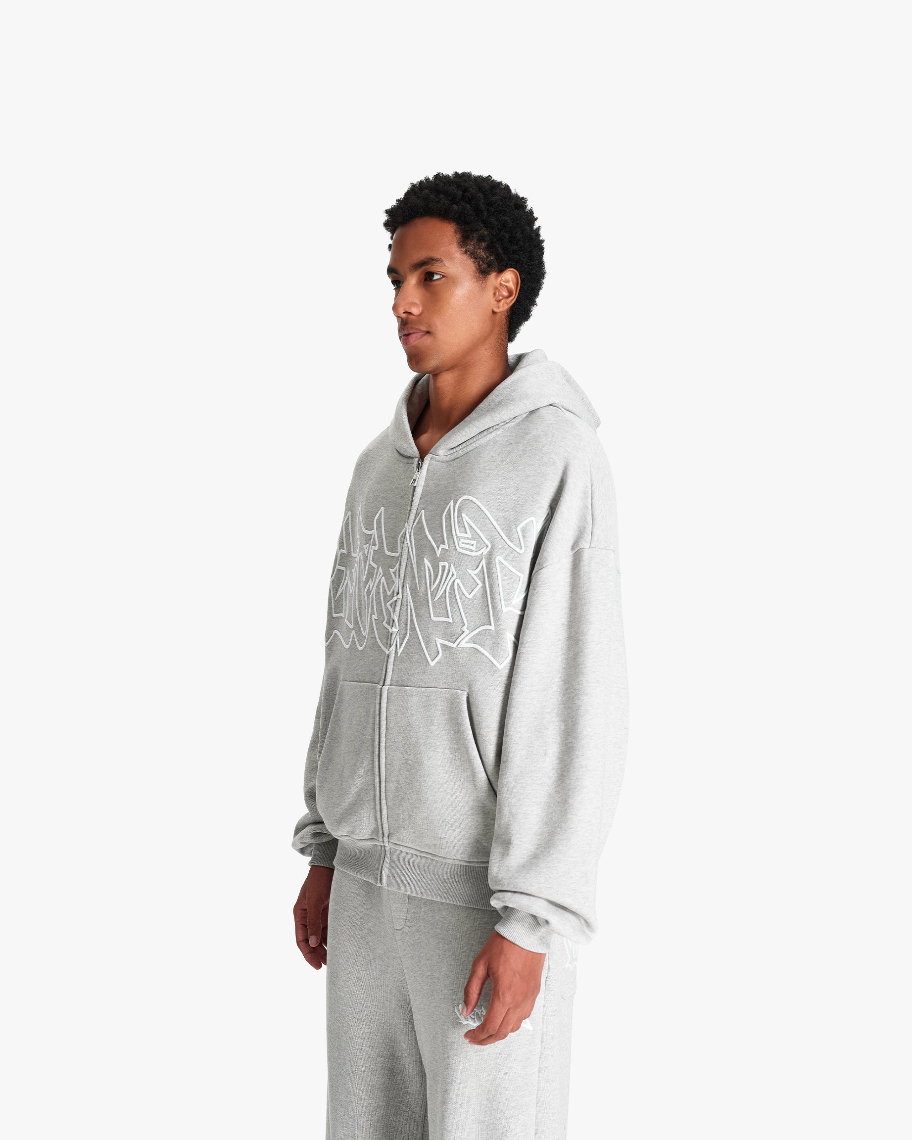 GRAFFITI ZIP-HOODIE GREY MELANGE