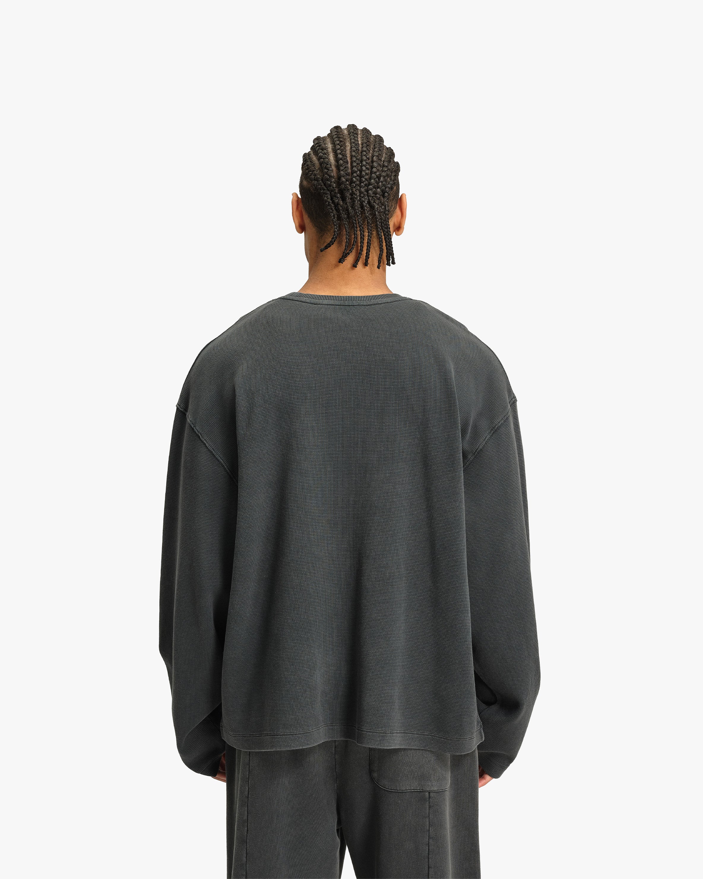 ACID WASHED WAFFLE LONGSLEEVE DARK GREY