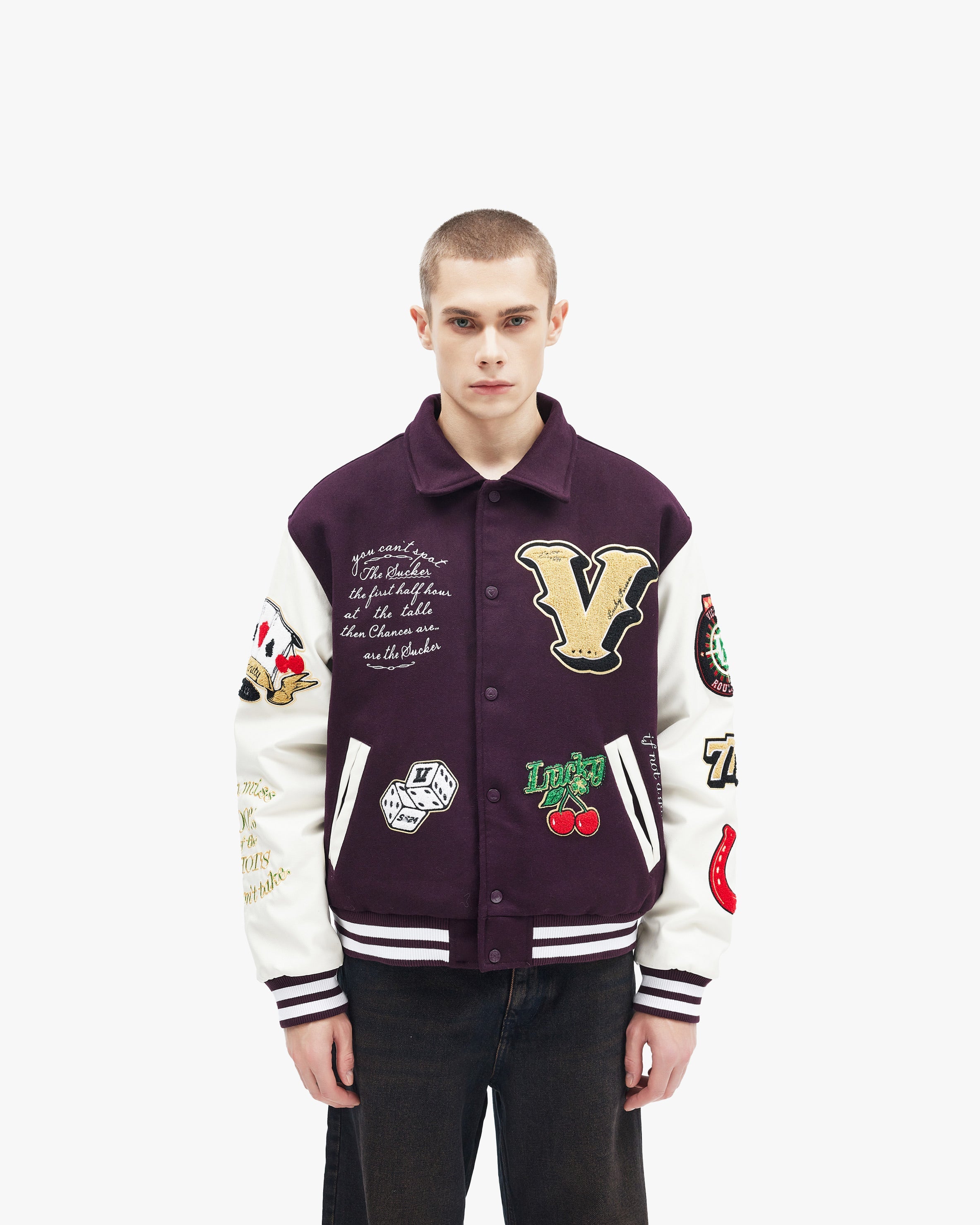 GAMBLER VARSITY JACKET BORDEAUX RED