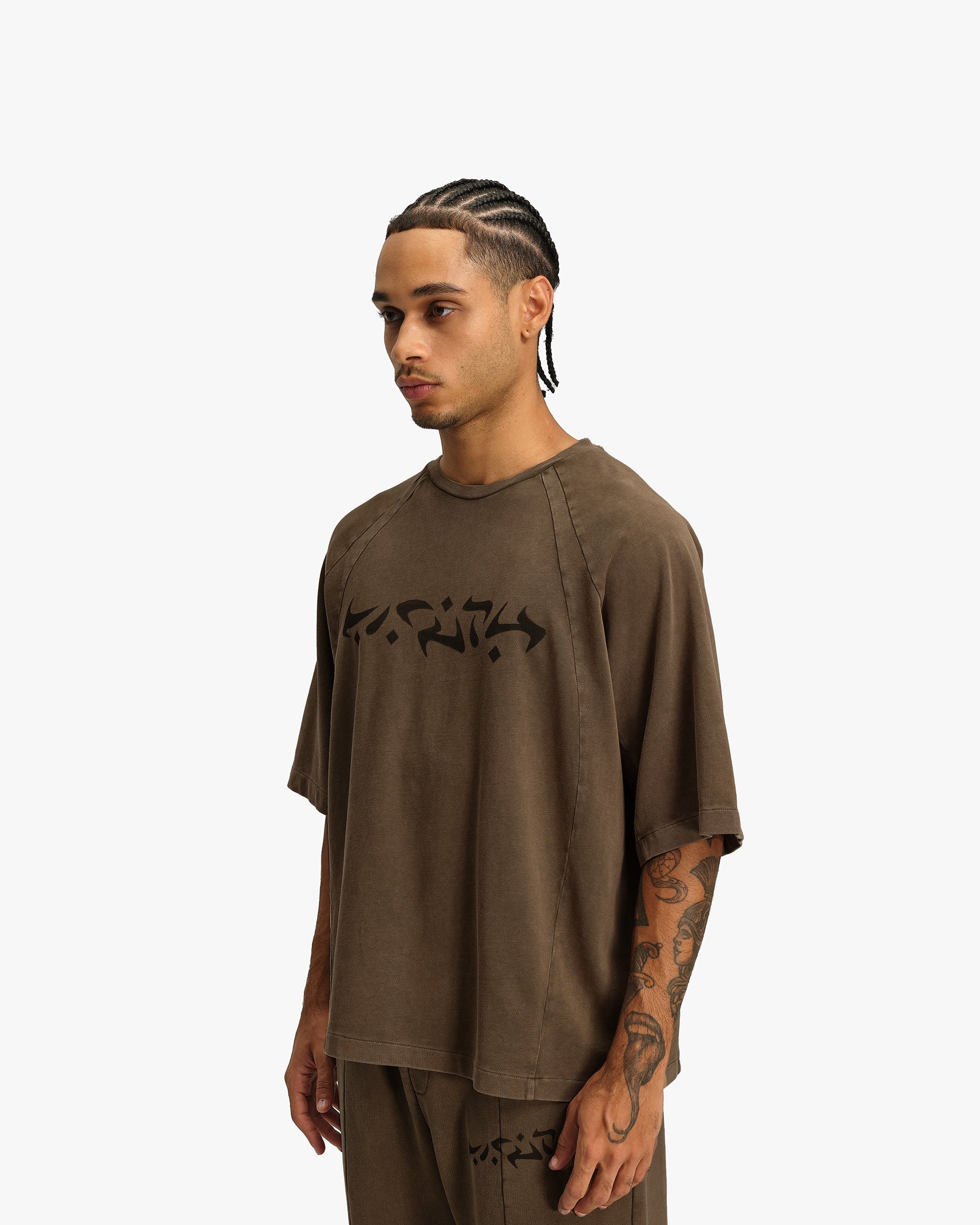 ACID WASHED TEE BROWN