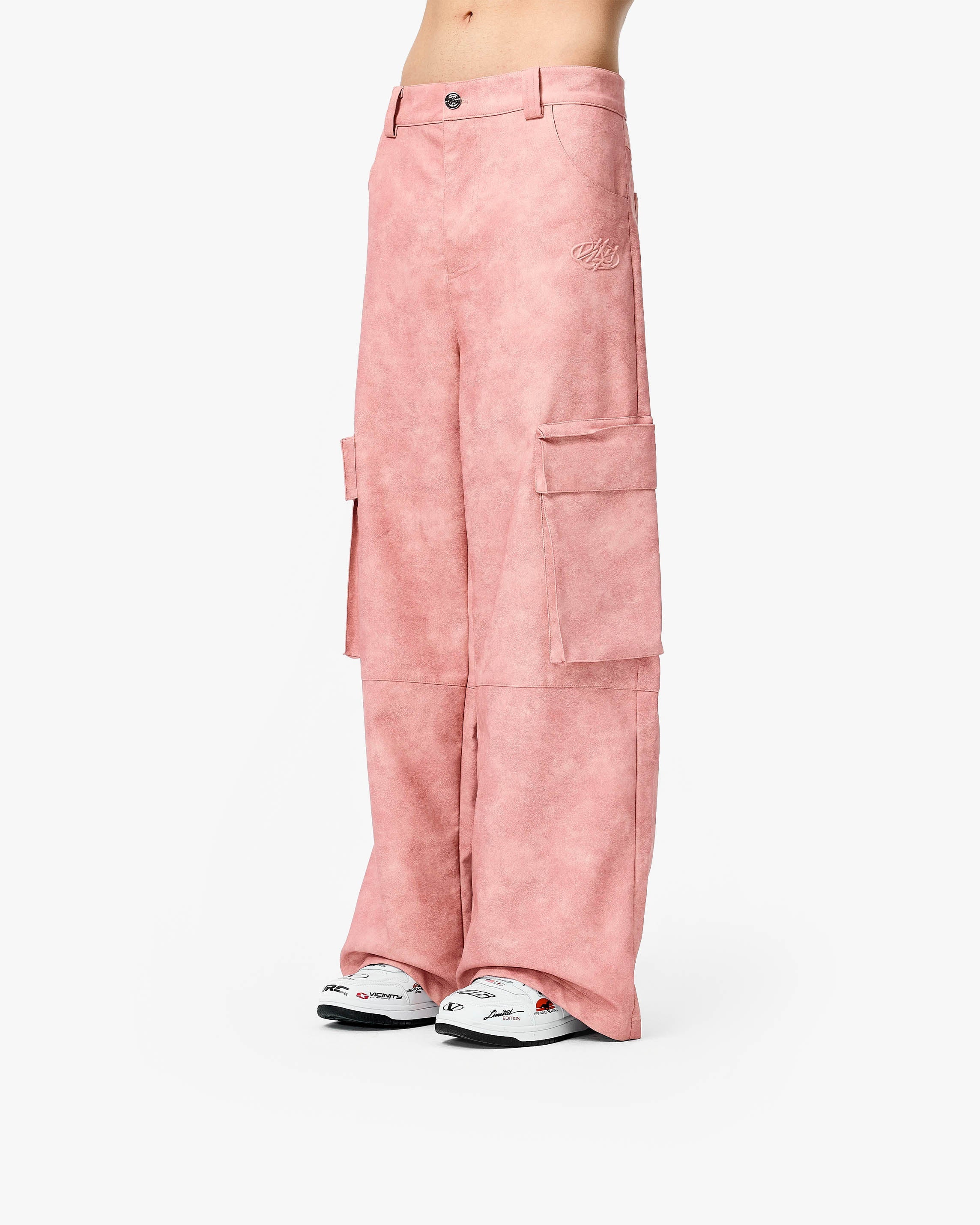 SCRIPT LOGO LEATHER PANTS VINTAGE PINK