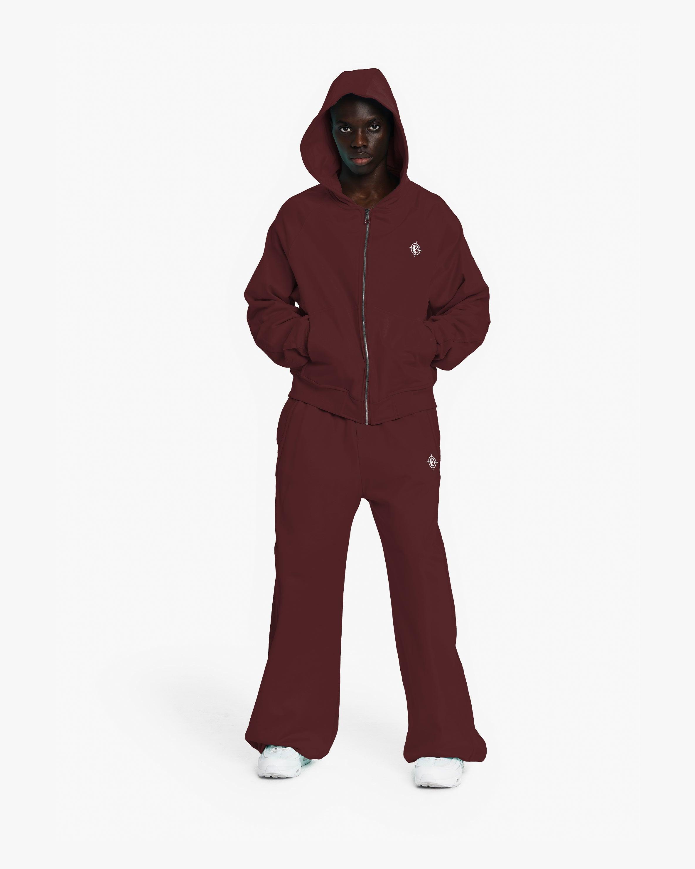 INSIDE OUT ZIP HOODIE WINE RED