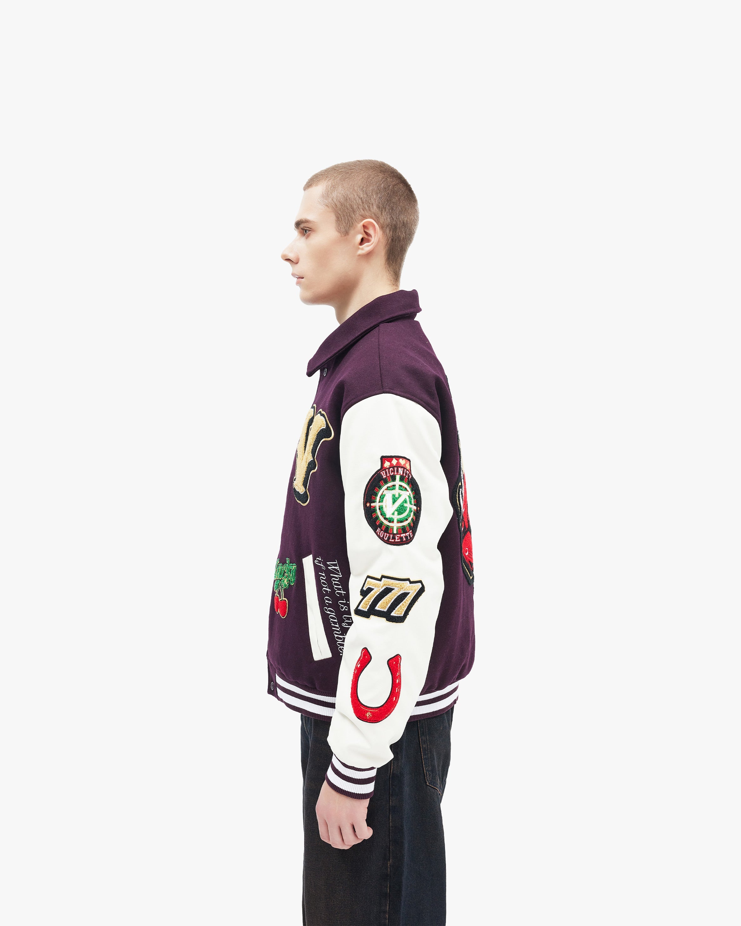 GAMBLER VARSITY JACKET BORDEAUX RED