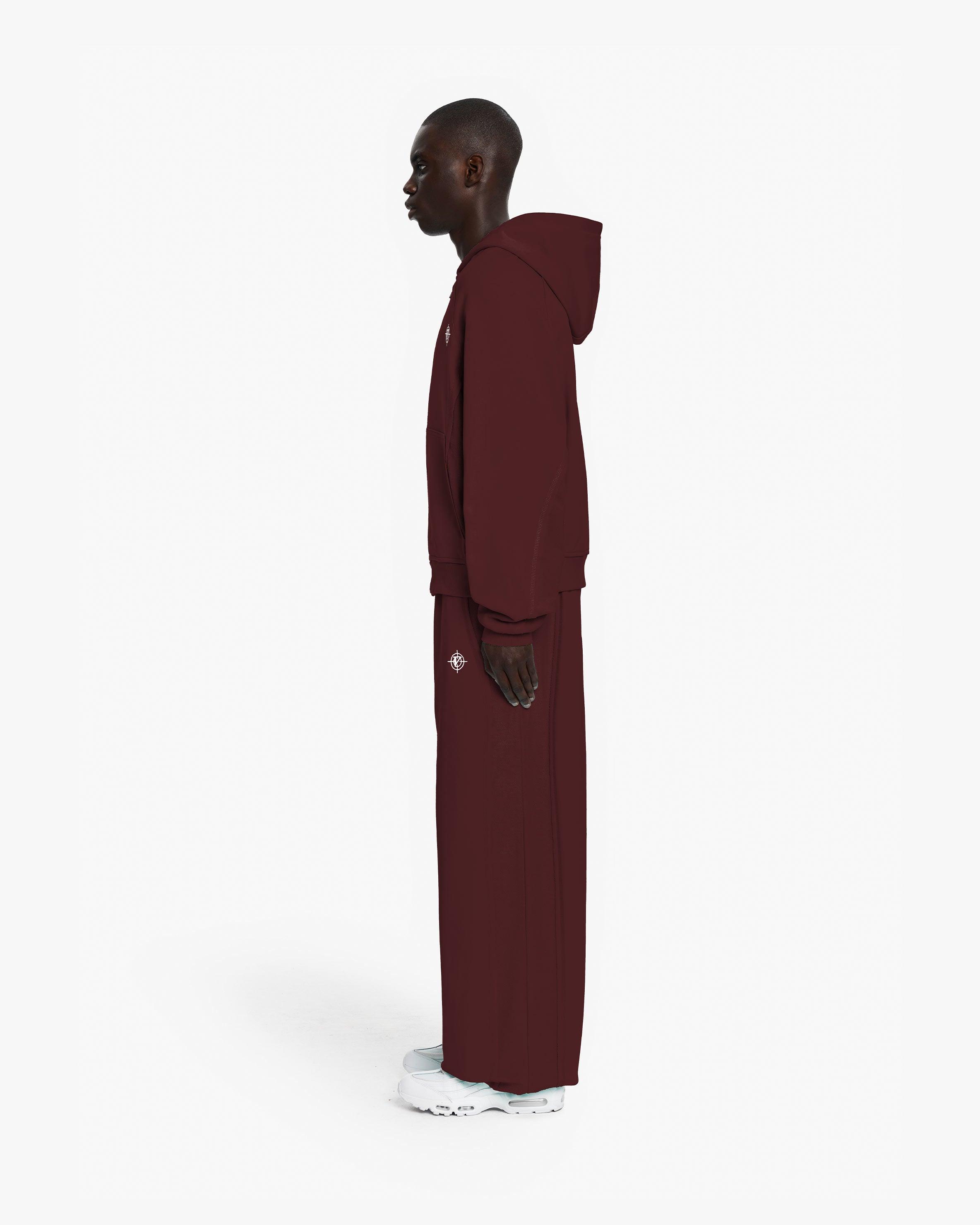 INSIDE OUT ZIP HOODIE WINE RED