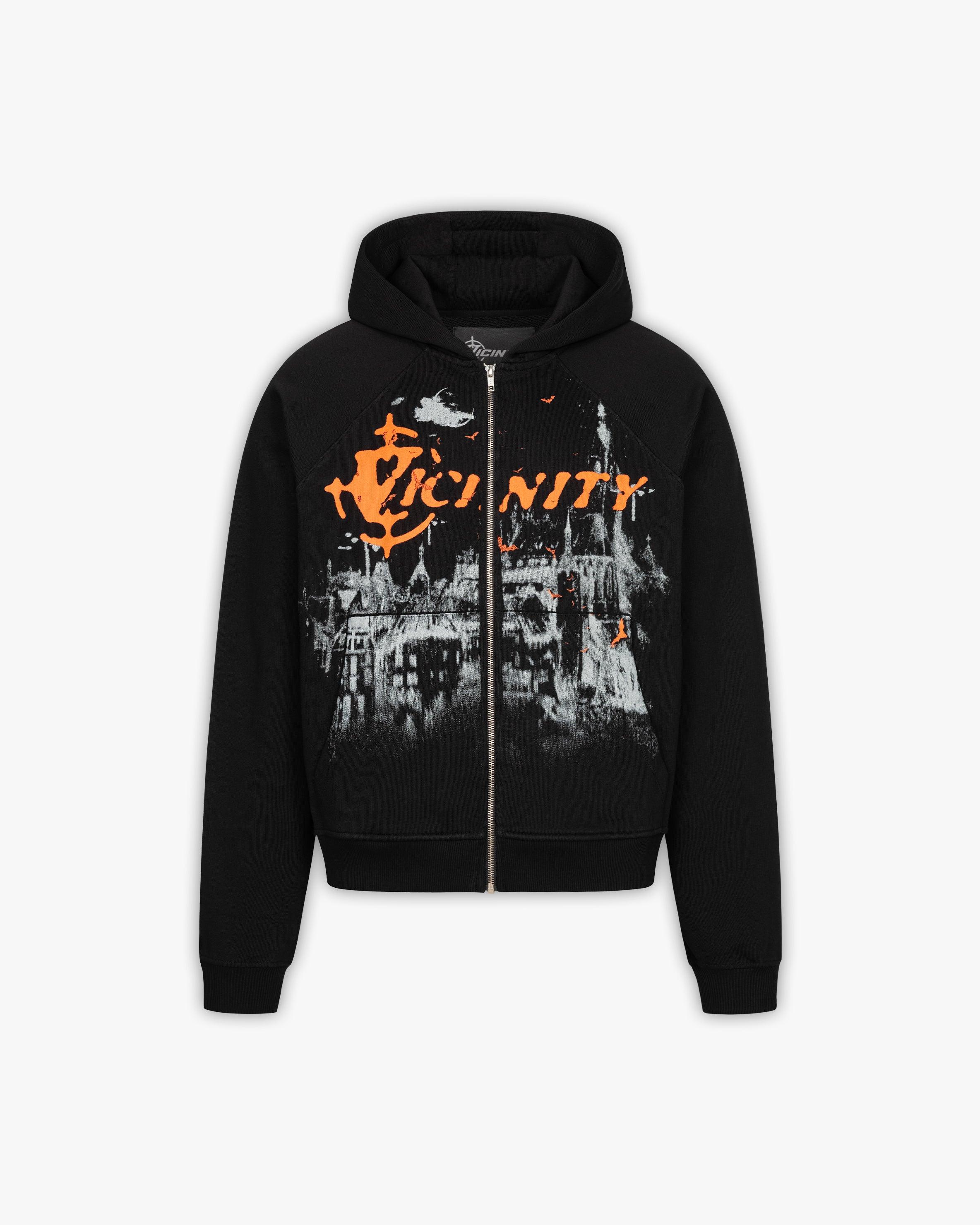 HAUNTED HOUSE ZIP HOODIE BLACK
