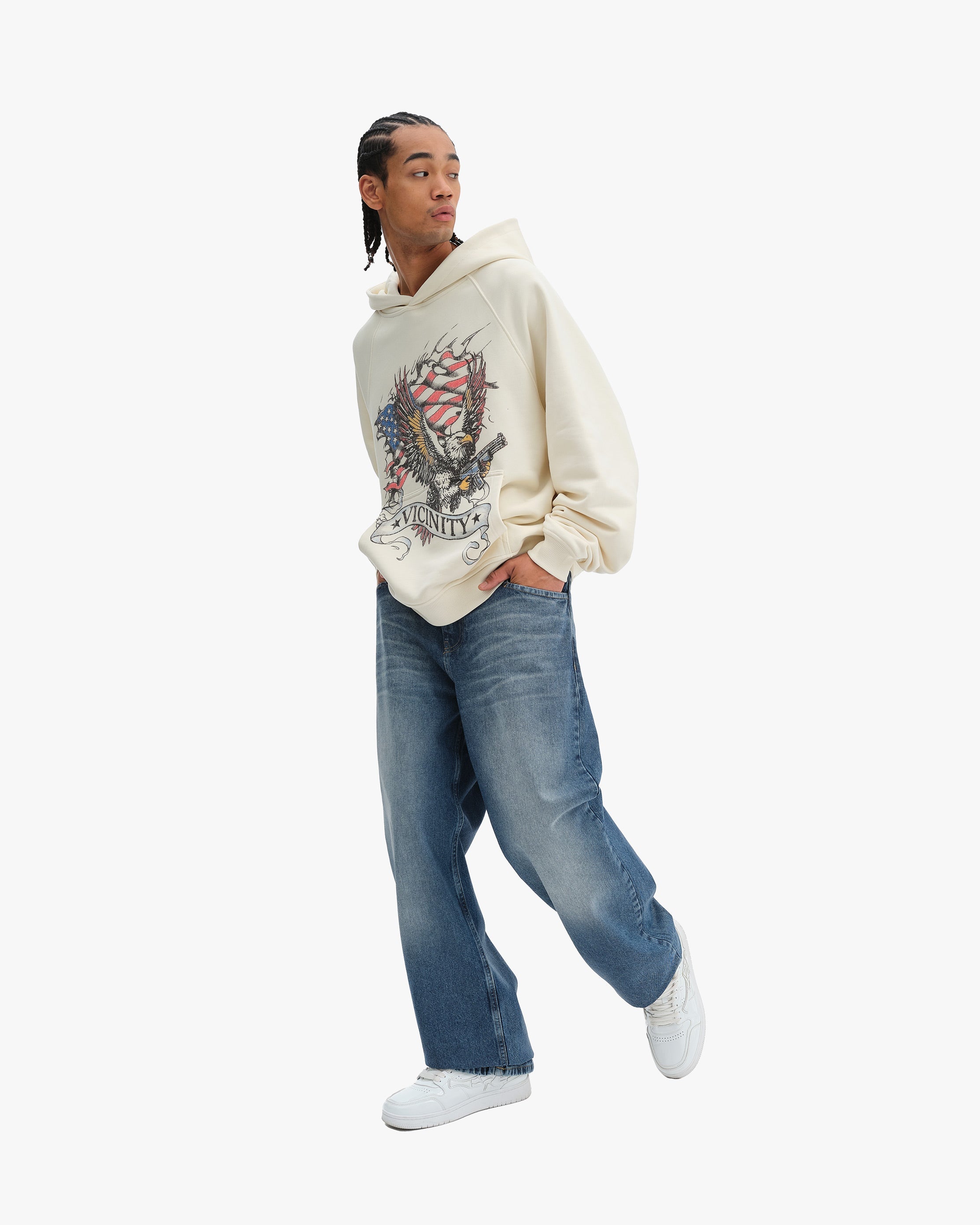 EAGLE TATTOO HOODIE BEIGE