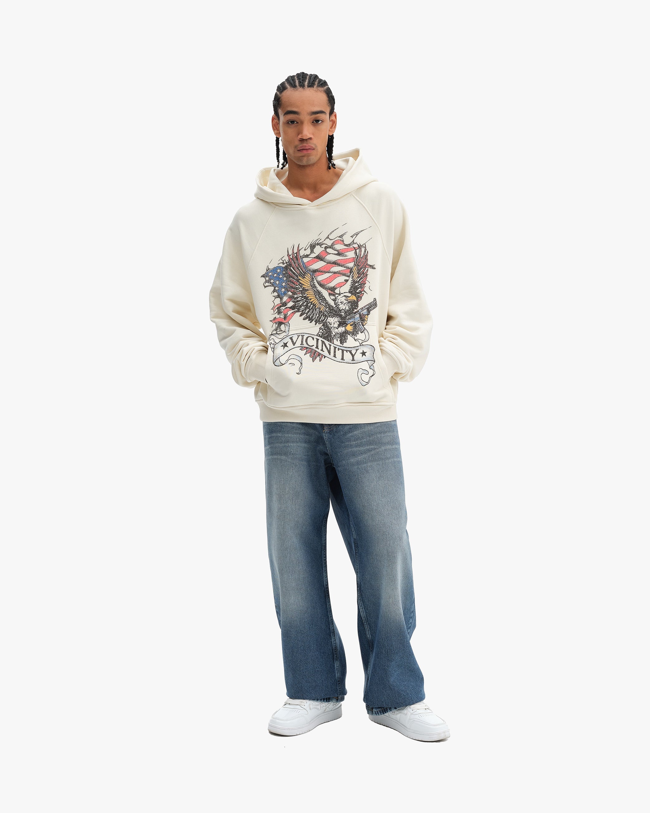EAGLE TATTOO HOODIE BEIGE