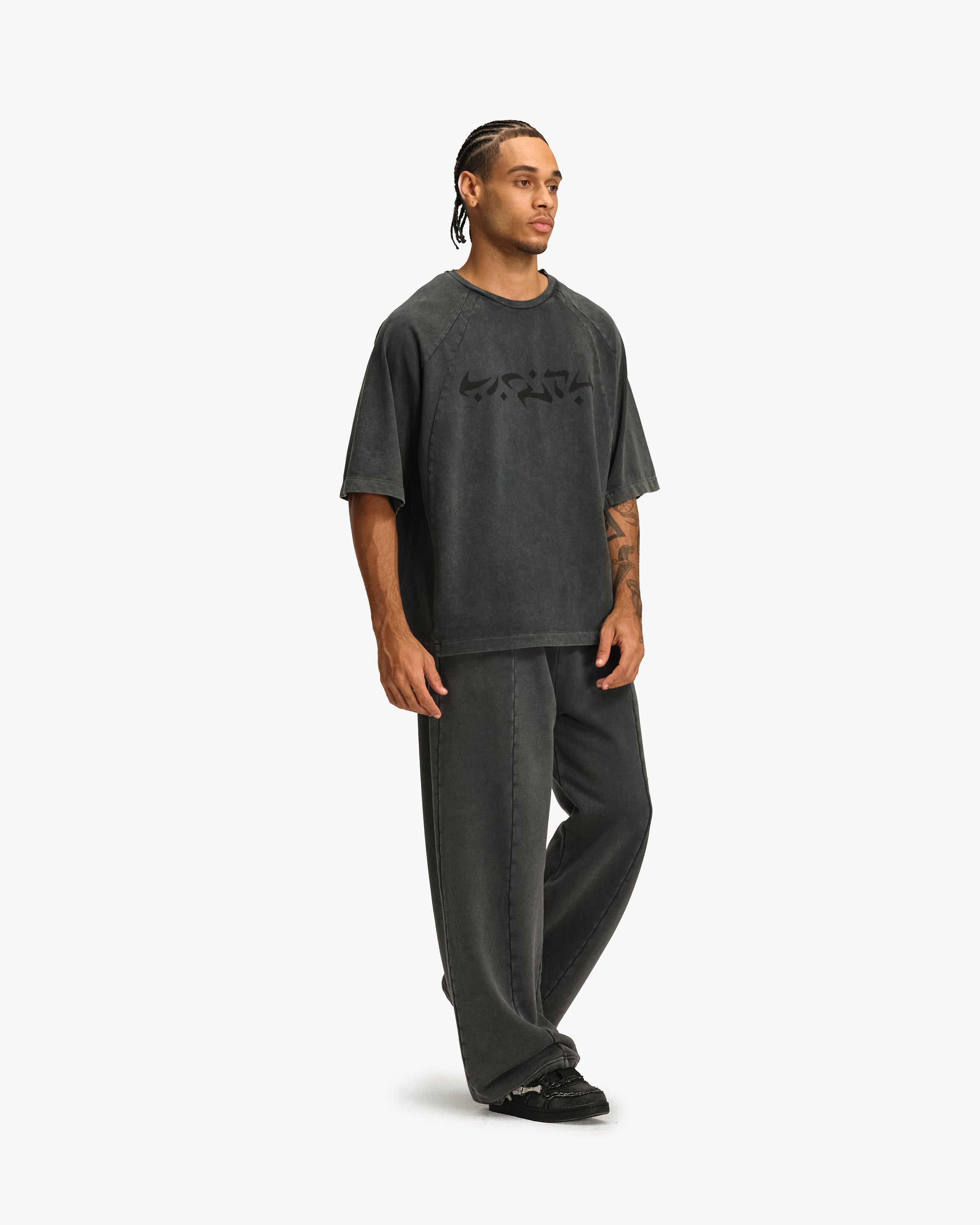 ACID WASHED TEE DARK GREY