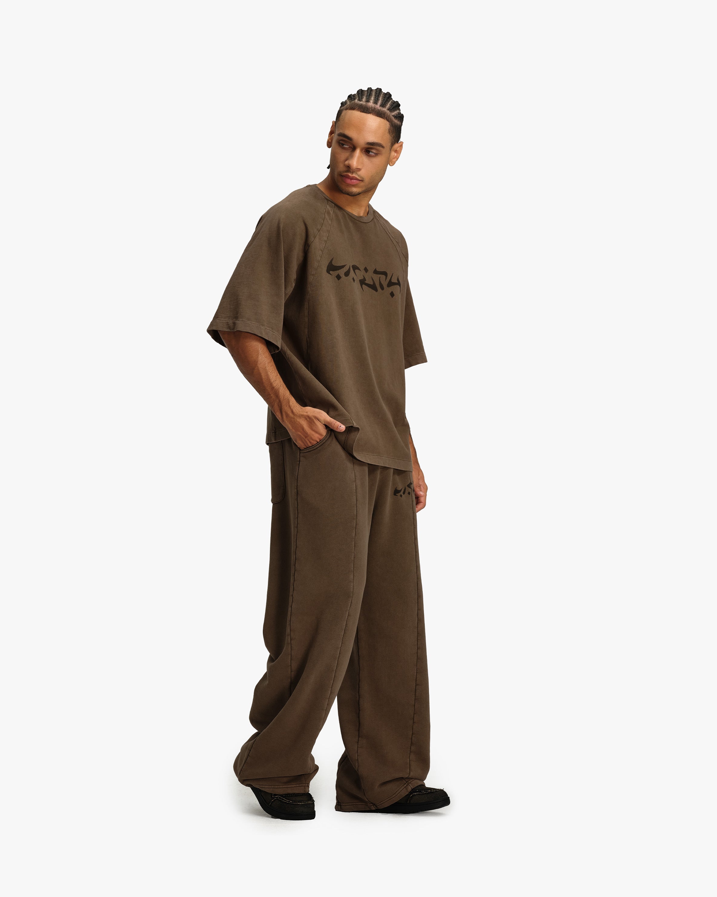 ACID WASHED TEE BROWN