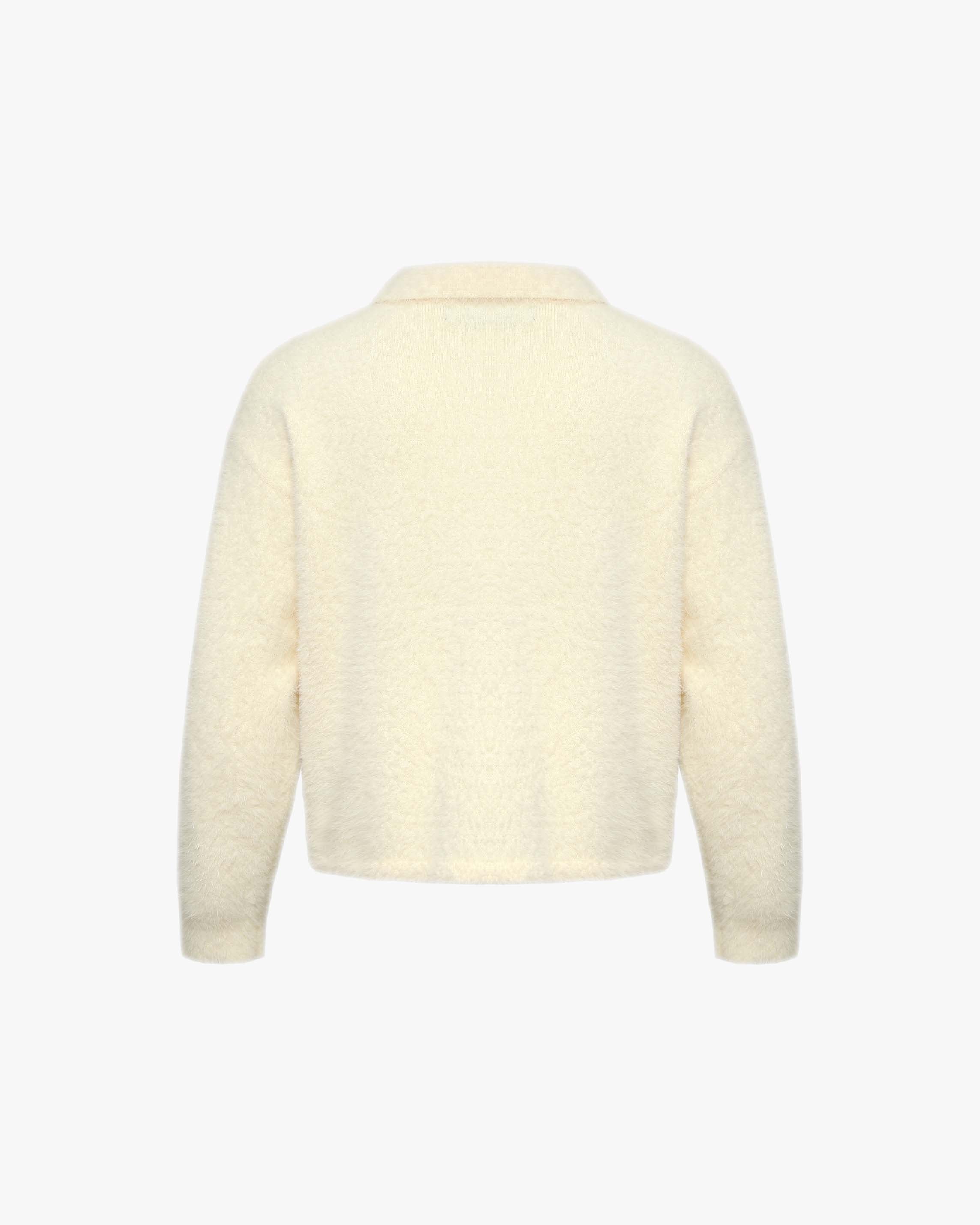 FAUX MINK POLO SWEATER CREAM