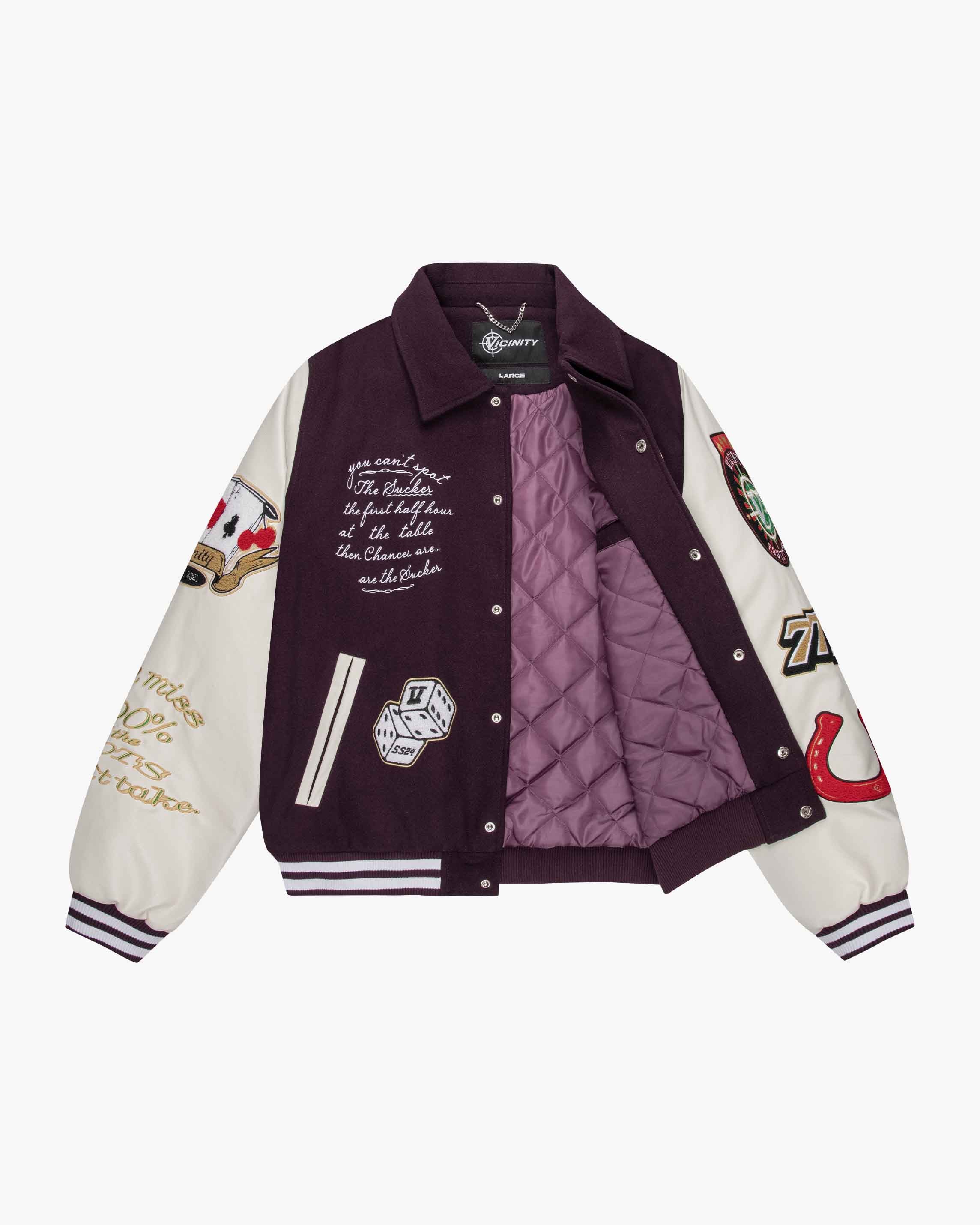 GAMBLER VARSITY JACKET BORDEAUX RED