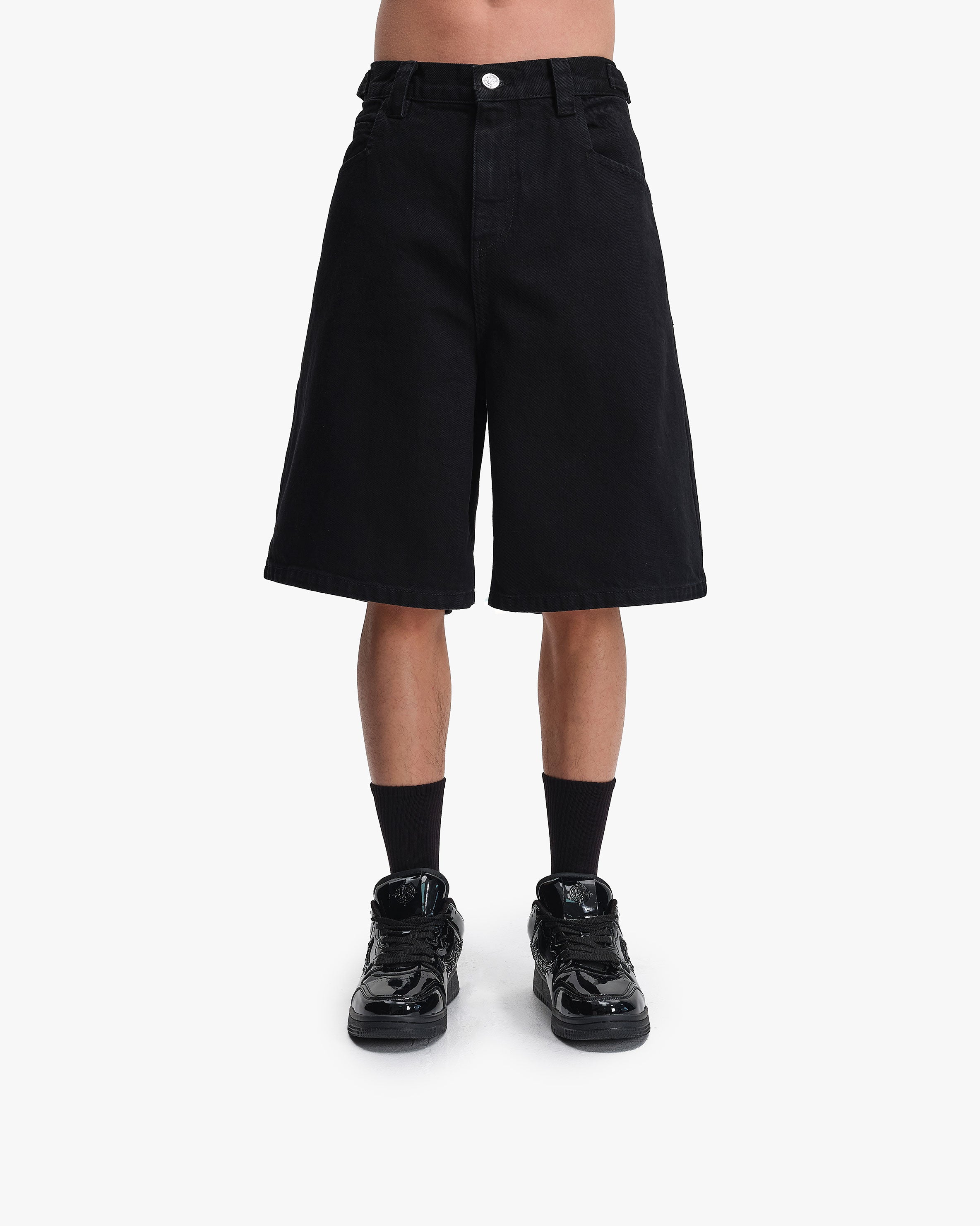 MIDNIGHT BLACK DENIM JORTS