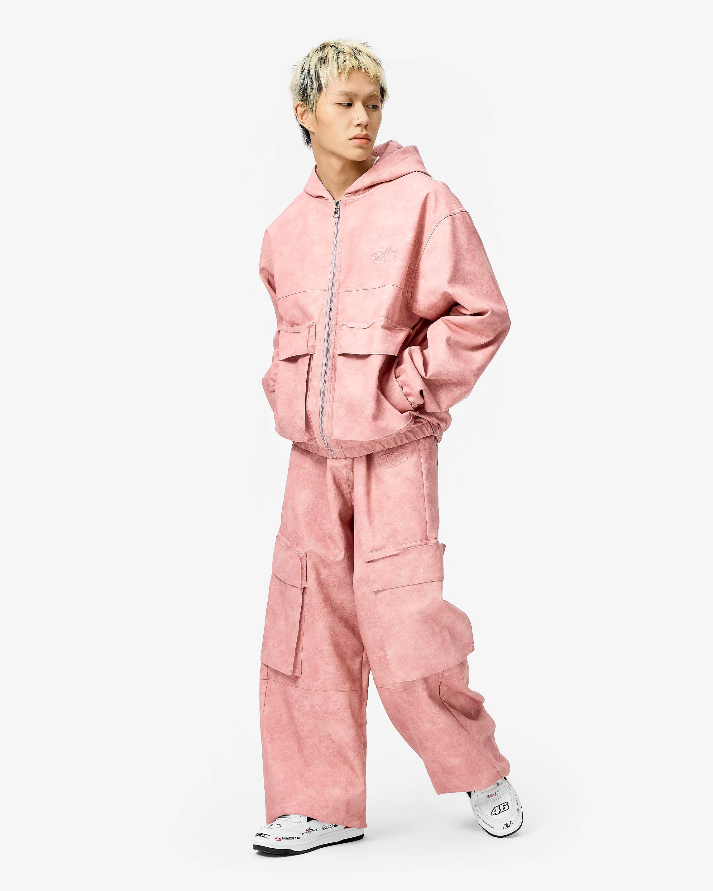 SCRIPT LOGO LEATHER PANTS VINTAGE PINK