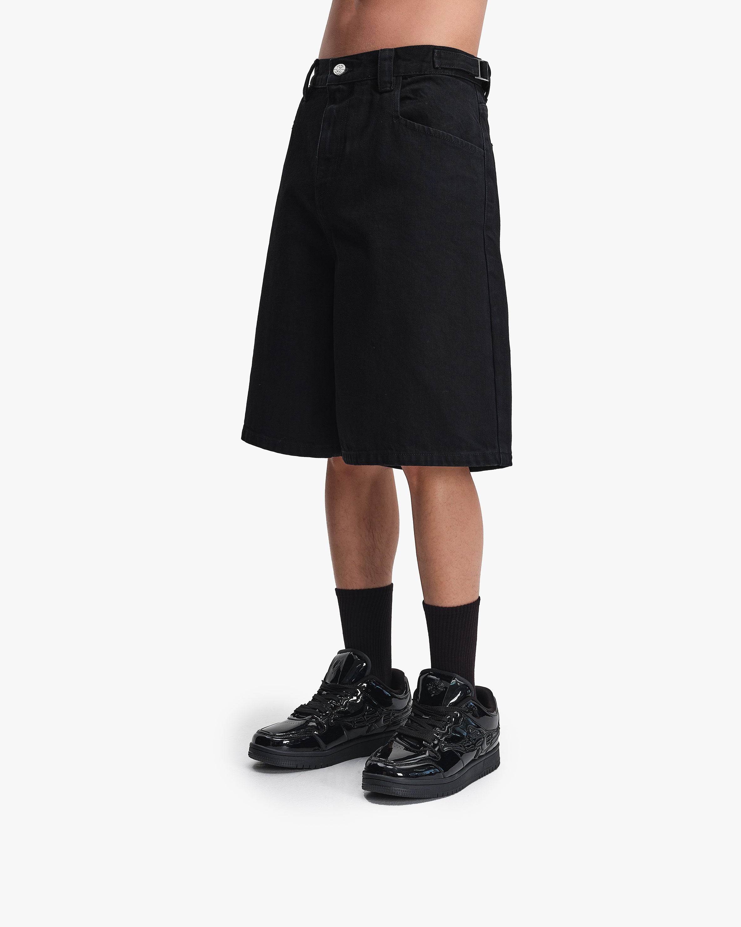 MIDNIGHT BLACK DENIM JORTS