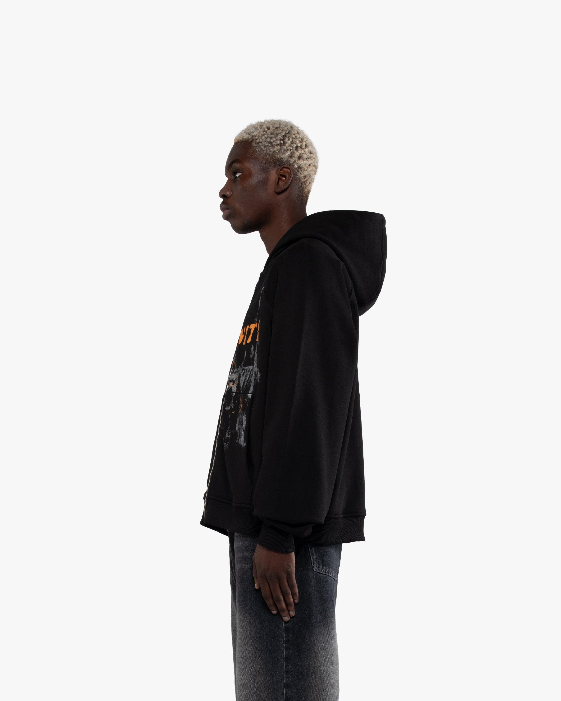 HAUNTED HOUSE ZIP HOODIE BLACK